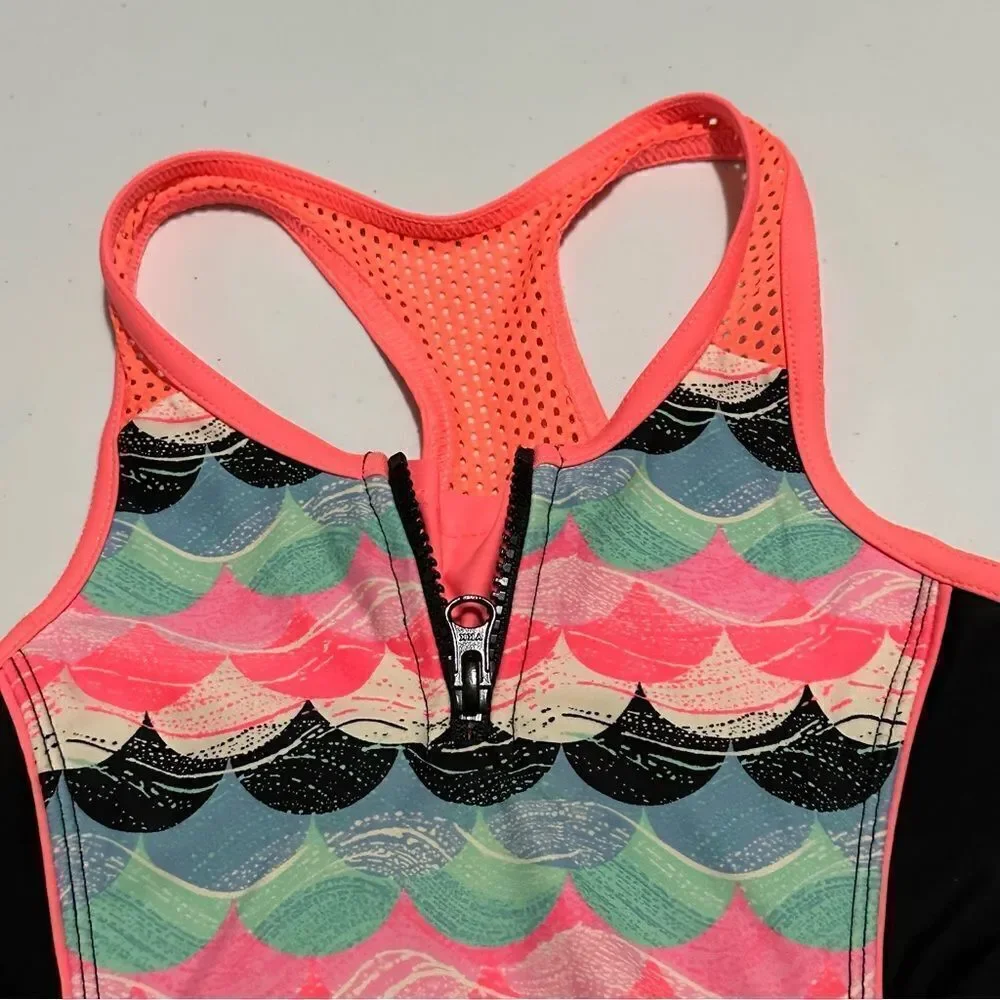 Gerry - black and orange tankini style swim suit girls size S 7/8